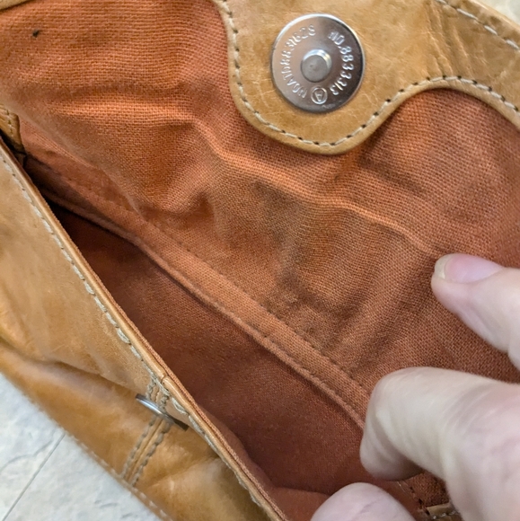 Vintage Fossil Orange Leather & Canvas Crossbody Clutch Bag w/ Shoulder Strap‎ - Picture 13 of 15